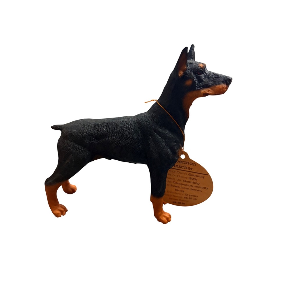 The Canine Collection Doberman Pinscher Figurine Black Tan Dog Statue with Tag